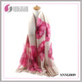 2016 neueste edle Damen Schal Begonia Print Satin Baumwolle Schal